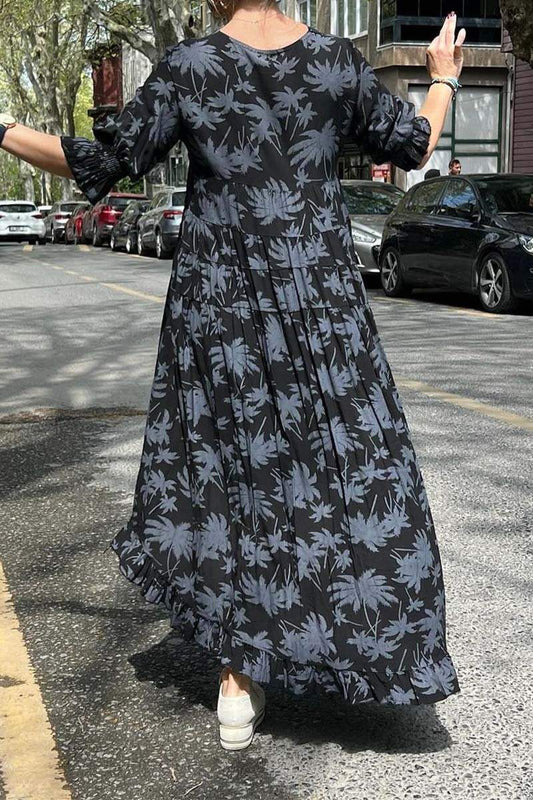 Women's casual irregular hem printed dress