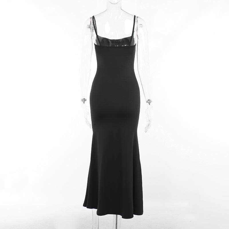 Solid cowl neck backless cami dress