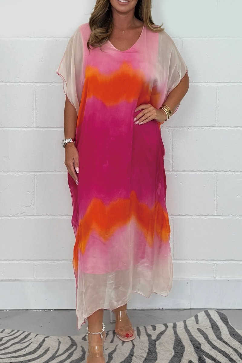 Women's long Chiffon Maxi Dip Dye Dress