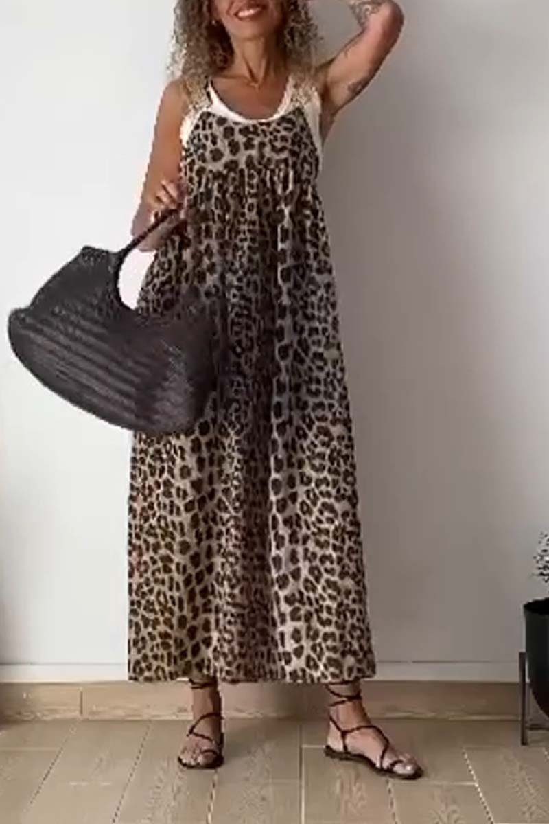 Women's Casual Strap Leopard Print Dress