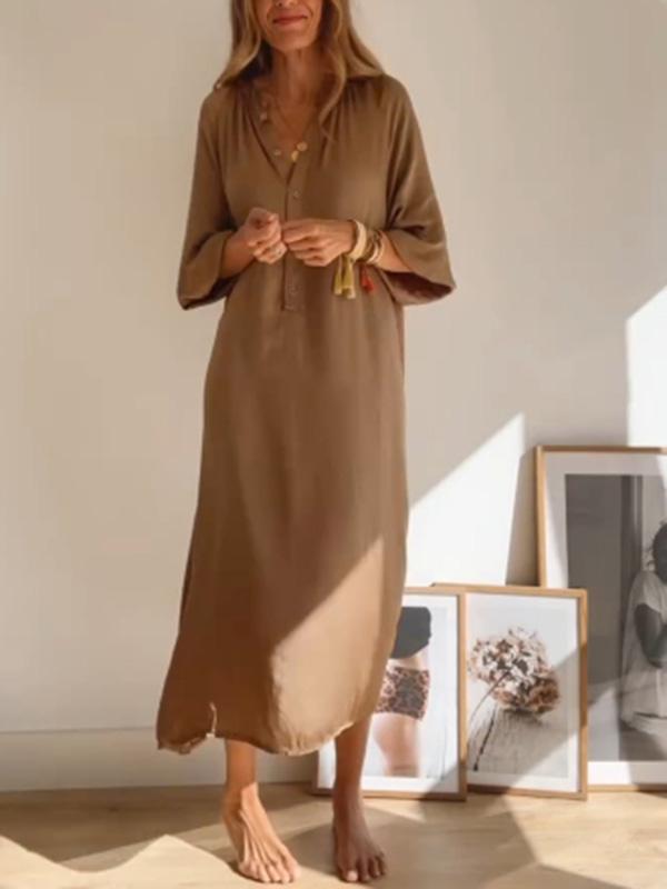 casual loose solid color dress