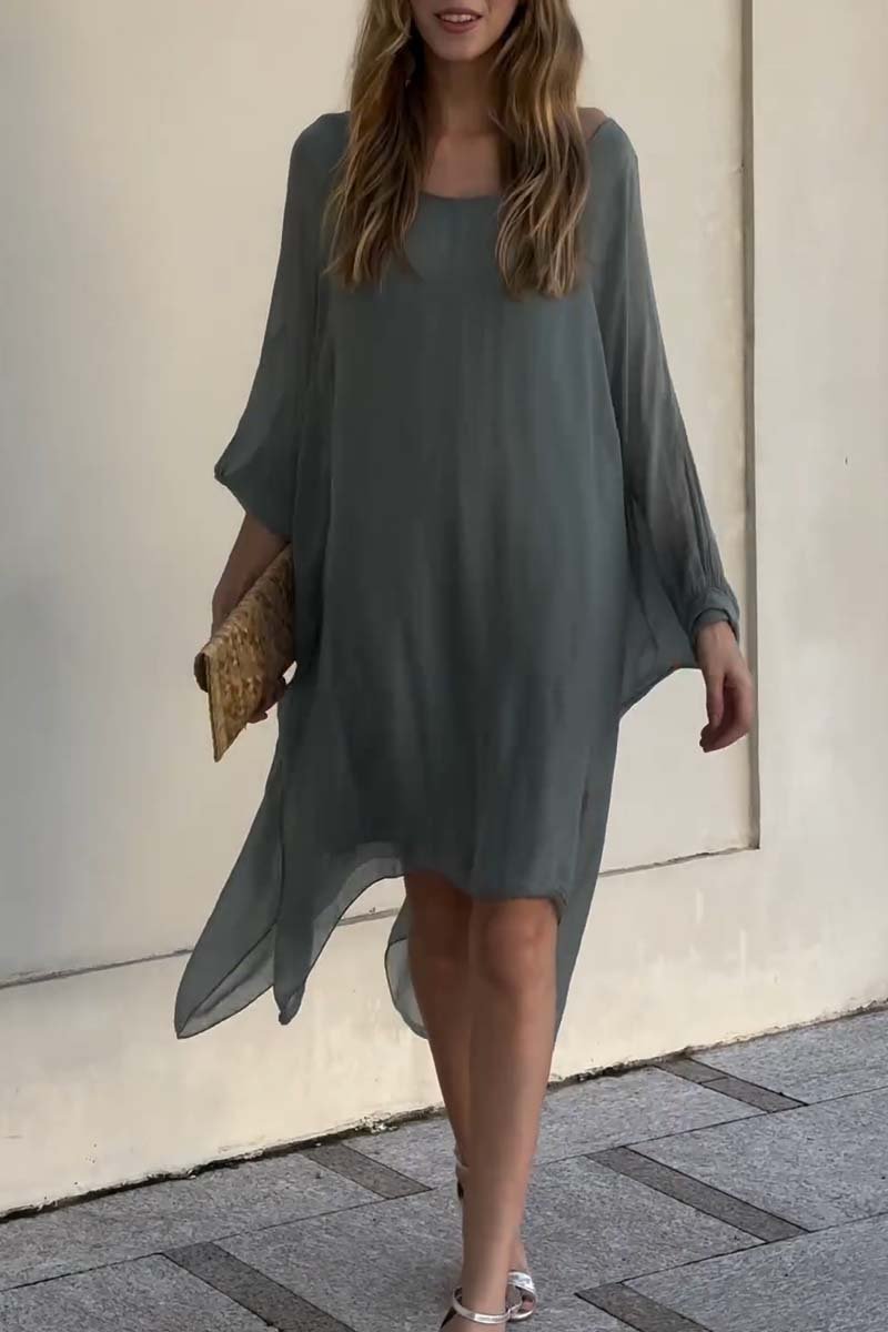 casual loose chiffon dolman sleeve dress