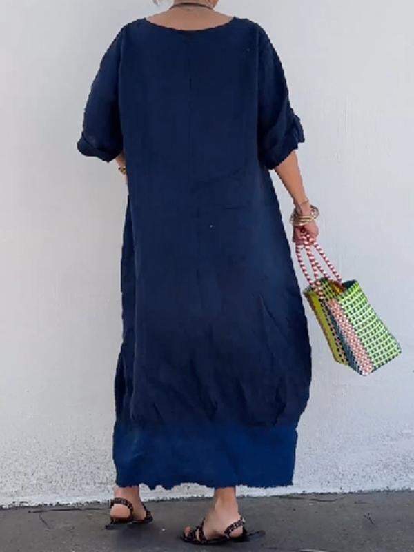 and linen patchwork long dress