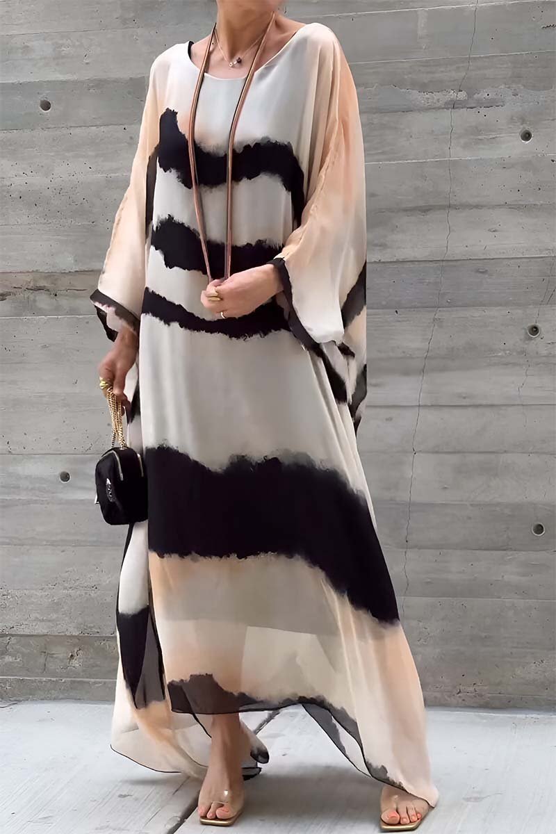 chiffon striped gradient dress