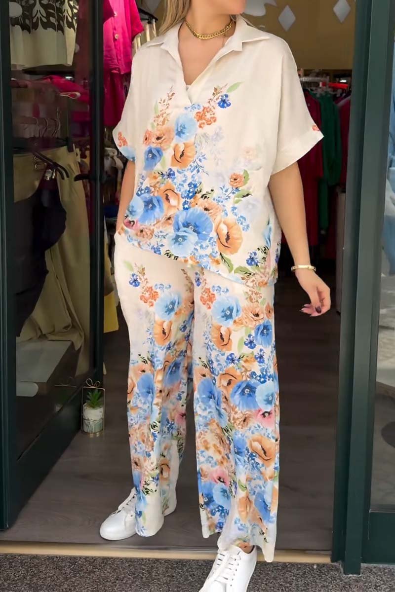 Women's Casual Floral Print Two-Piece Set