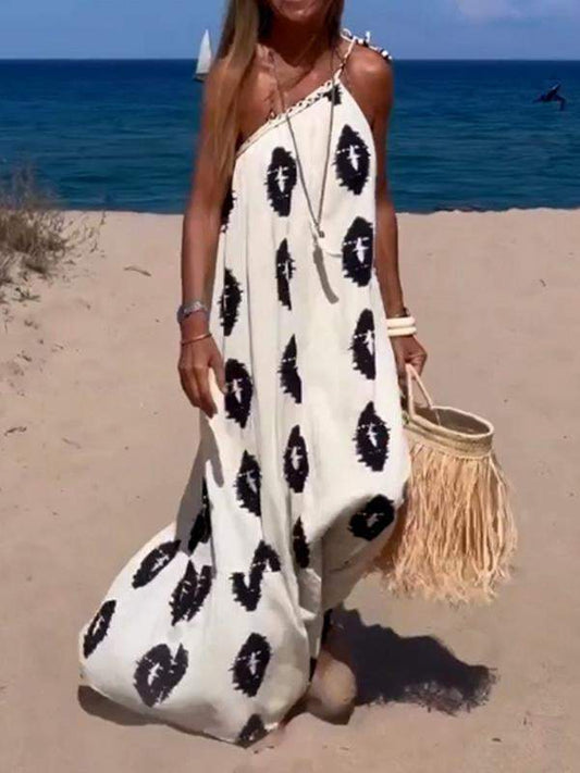 Casual Resort Print Off-Shoulder Long Dress