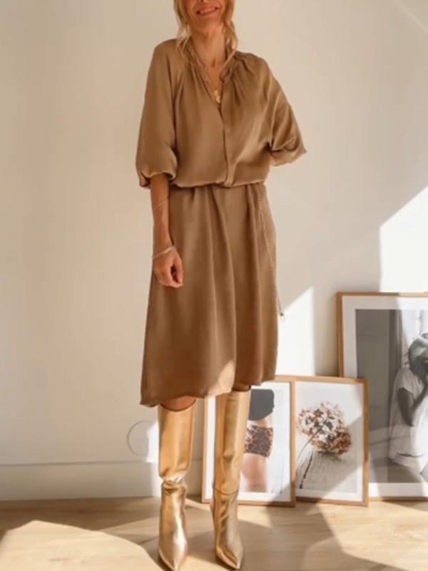 casual loose solid color dress