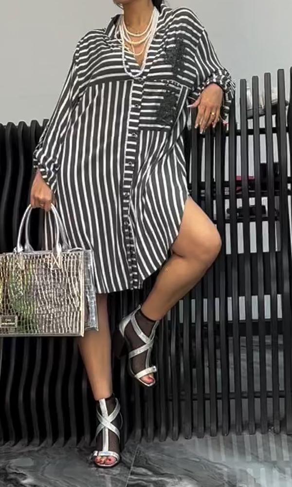 Women's Casual And Comfortable Striped Dress