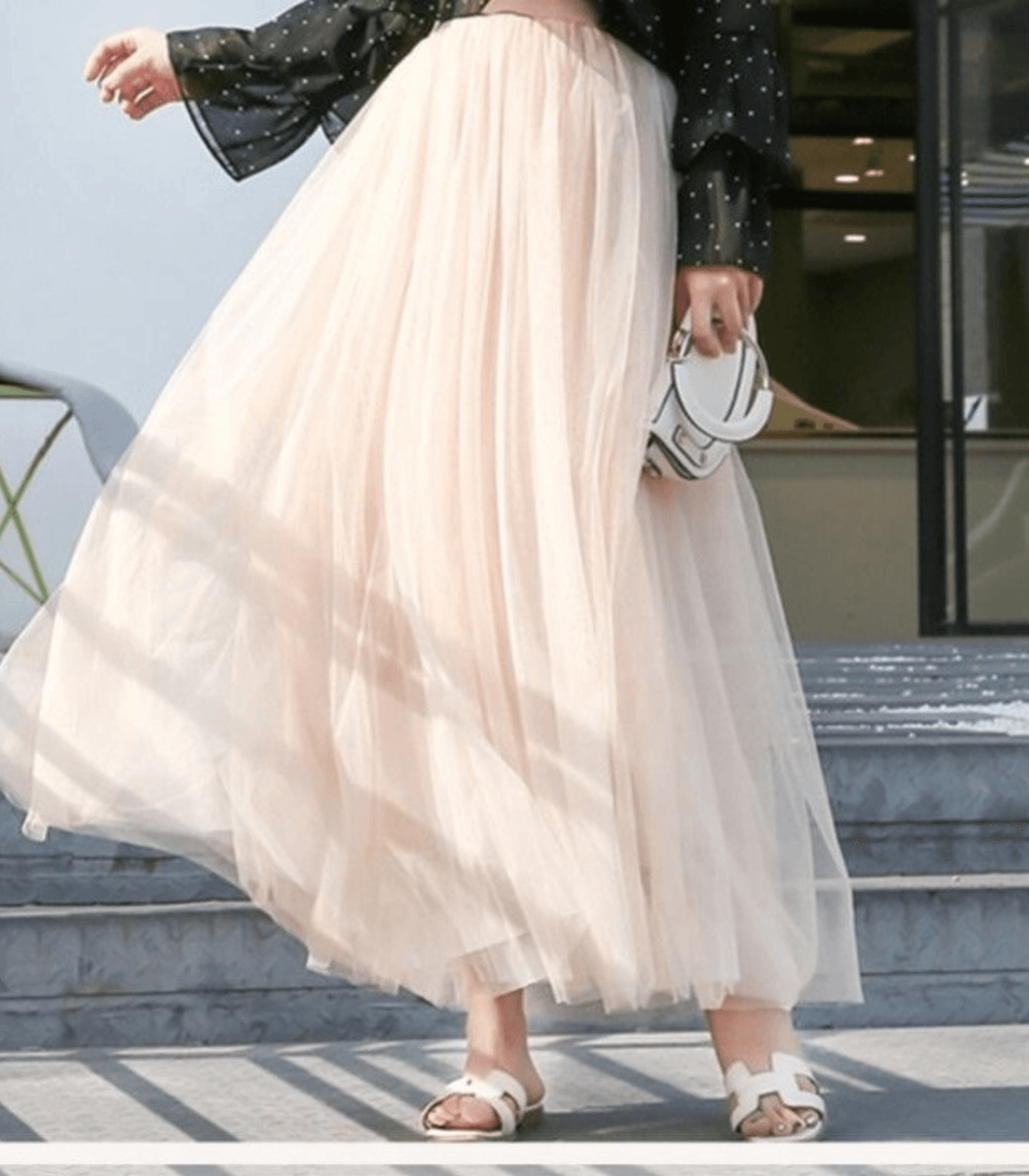 Ankle-length skirt with high waist
