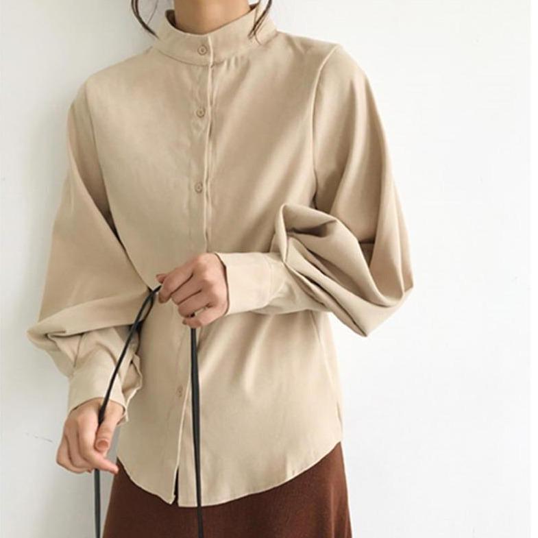 Ivyshape | Women's Shirt with Puff Sleeves