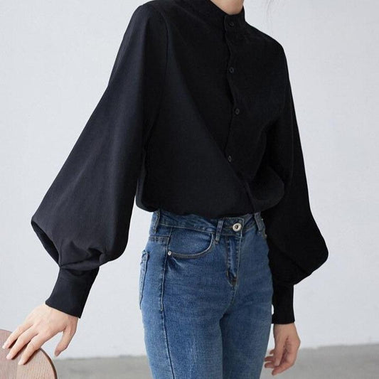 Ivyshape | Women's Shirt with Puff Sleeves