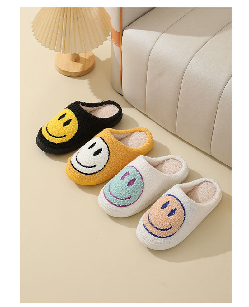 Ivyshape | Large Smiley Pattern Fur Slippers