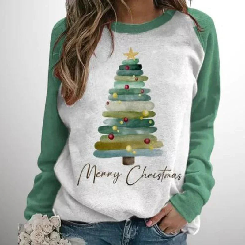 Ivyshape | Merry Christmas Graphic Sweatshirt for Women