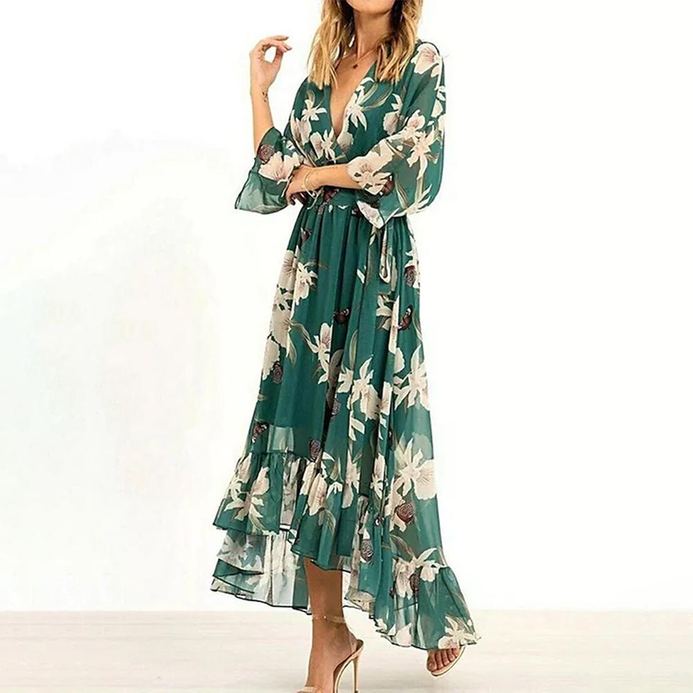 Ivyshape | Women's Maxi Dress Flowy V-Neck