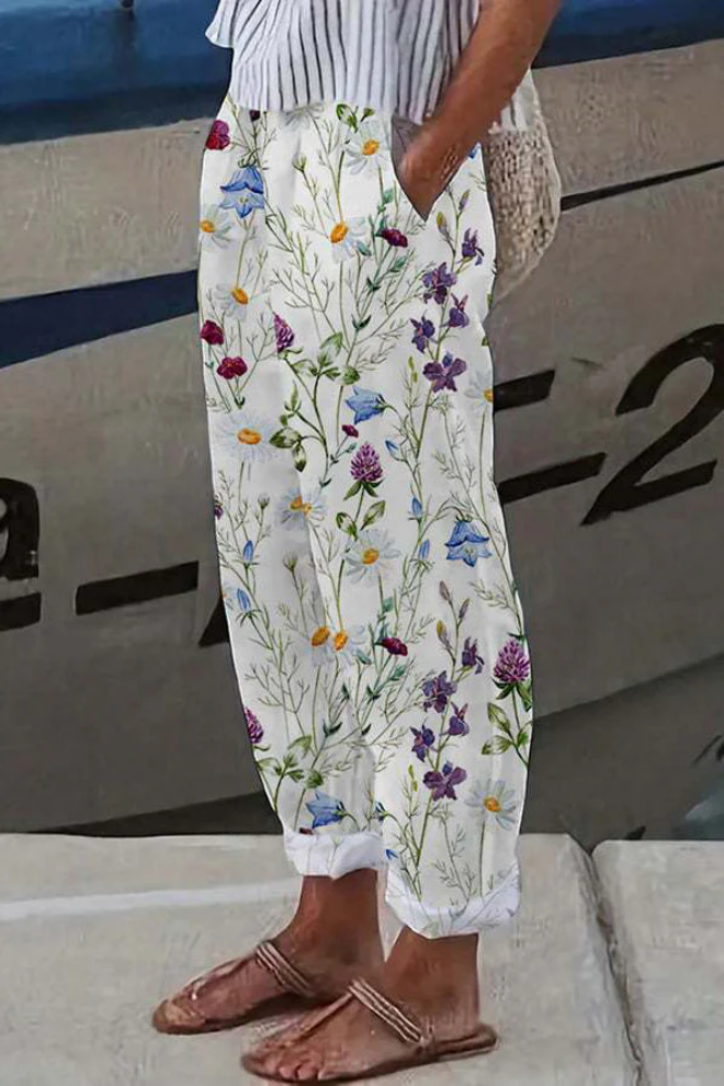 Ivyshape | Casual Unique Printed Button Pocket Pants