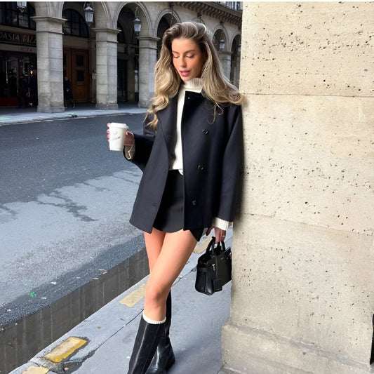 Ivyshape | Oversized Woolen Jacket