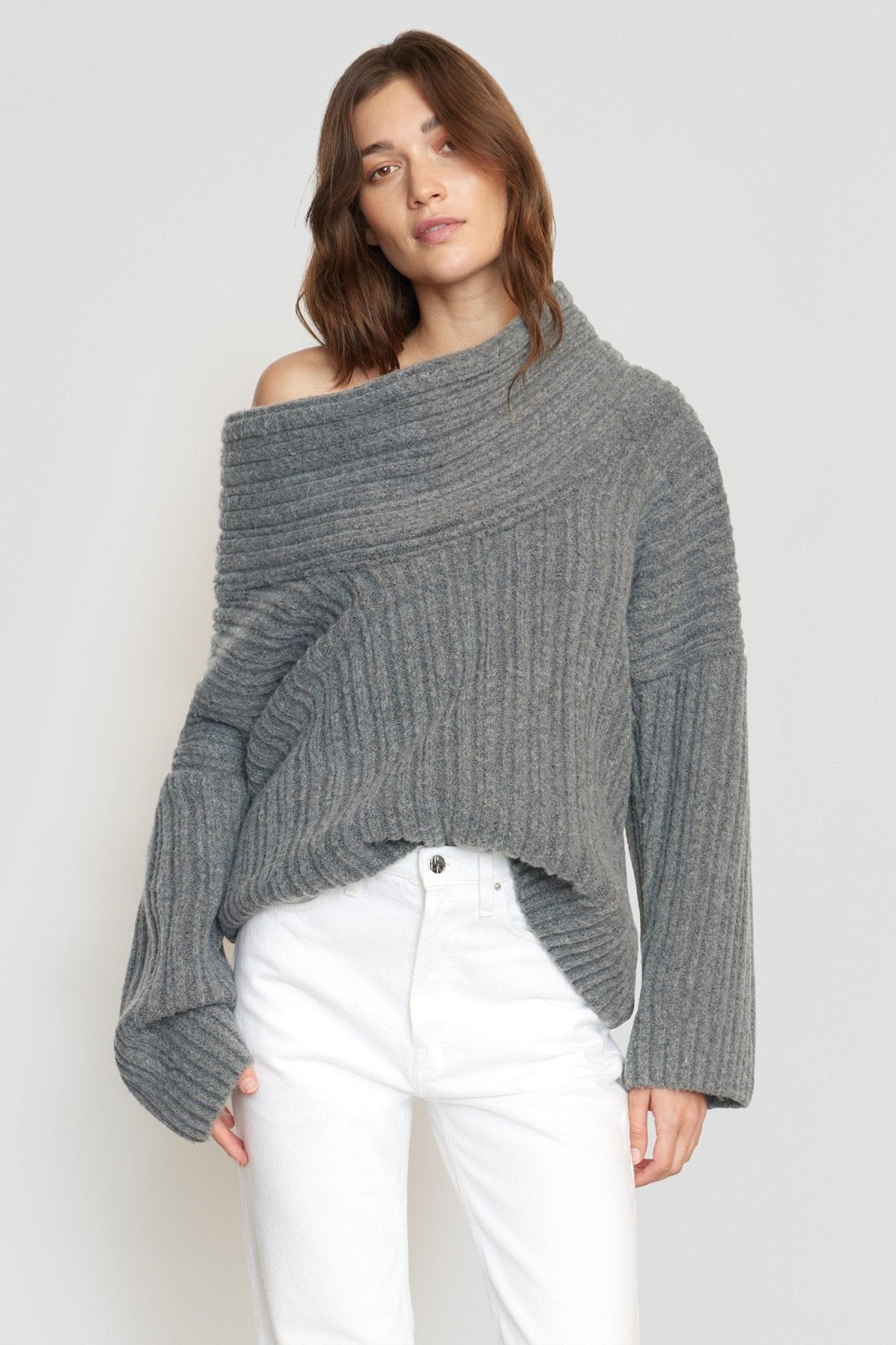 Ivyshape | Pullover with Asymmetric Style