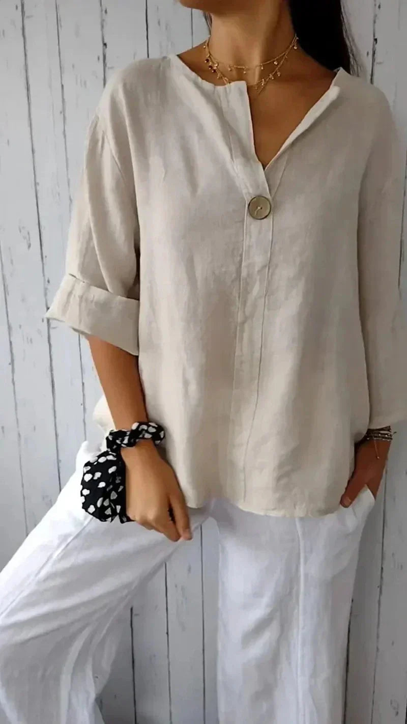 Ivyshape | V-Neck Half Sleeve Shirt