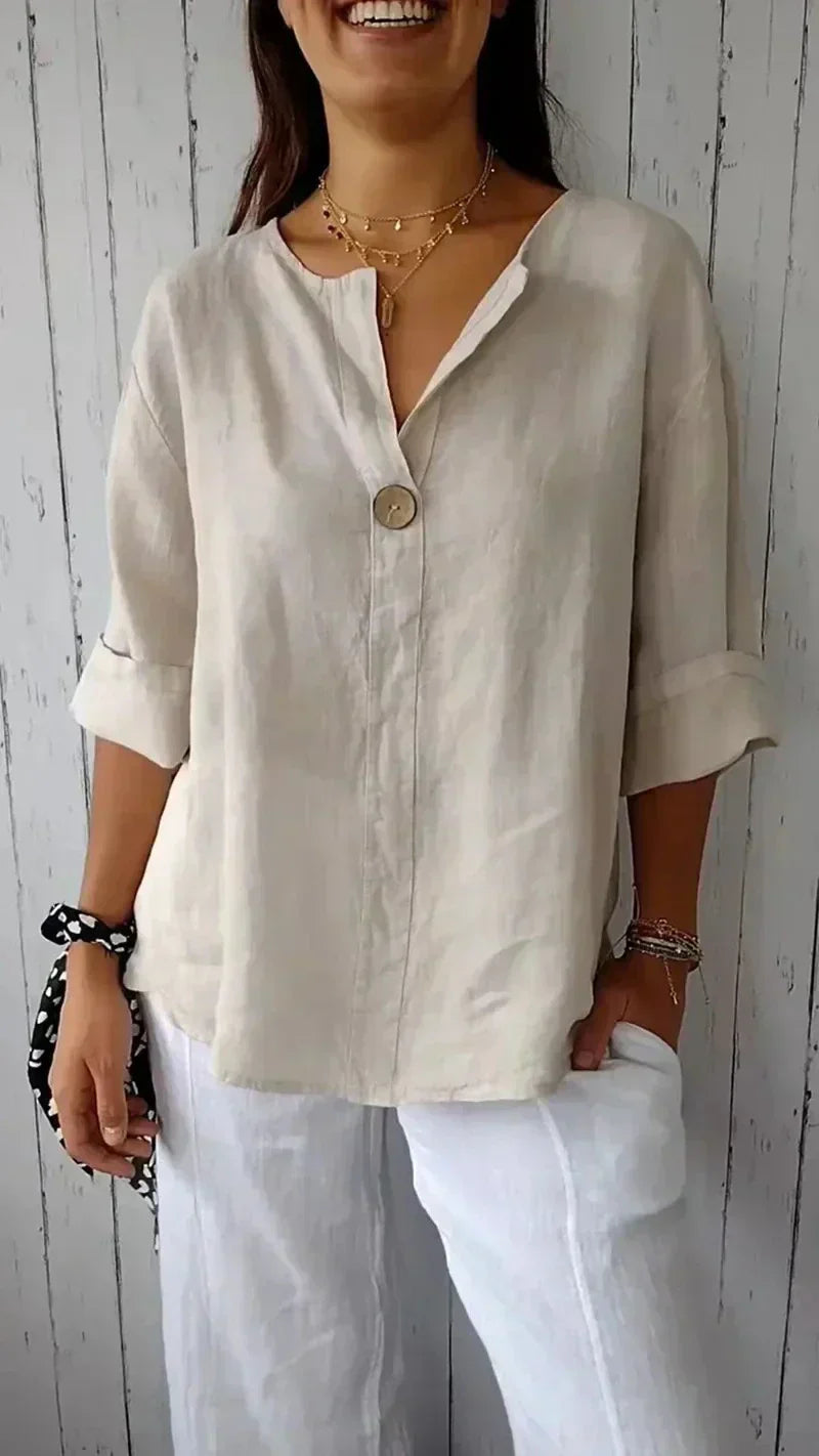 Ivyshape | V-Neck Half Sleeve Shirt