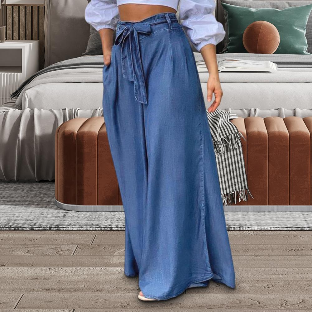 Ivyshape | Wide Denim Summer Pants In Plus Size