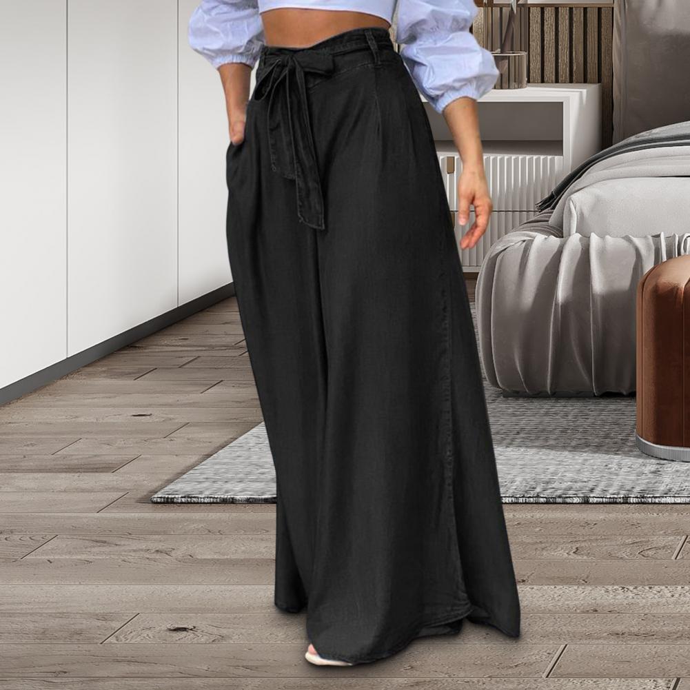 Ivyshape | Wide Denim Summer Pants In Plus Size