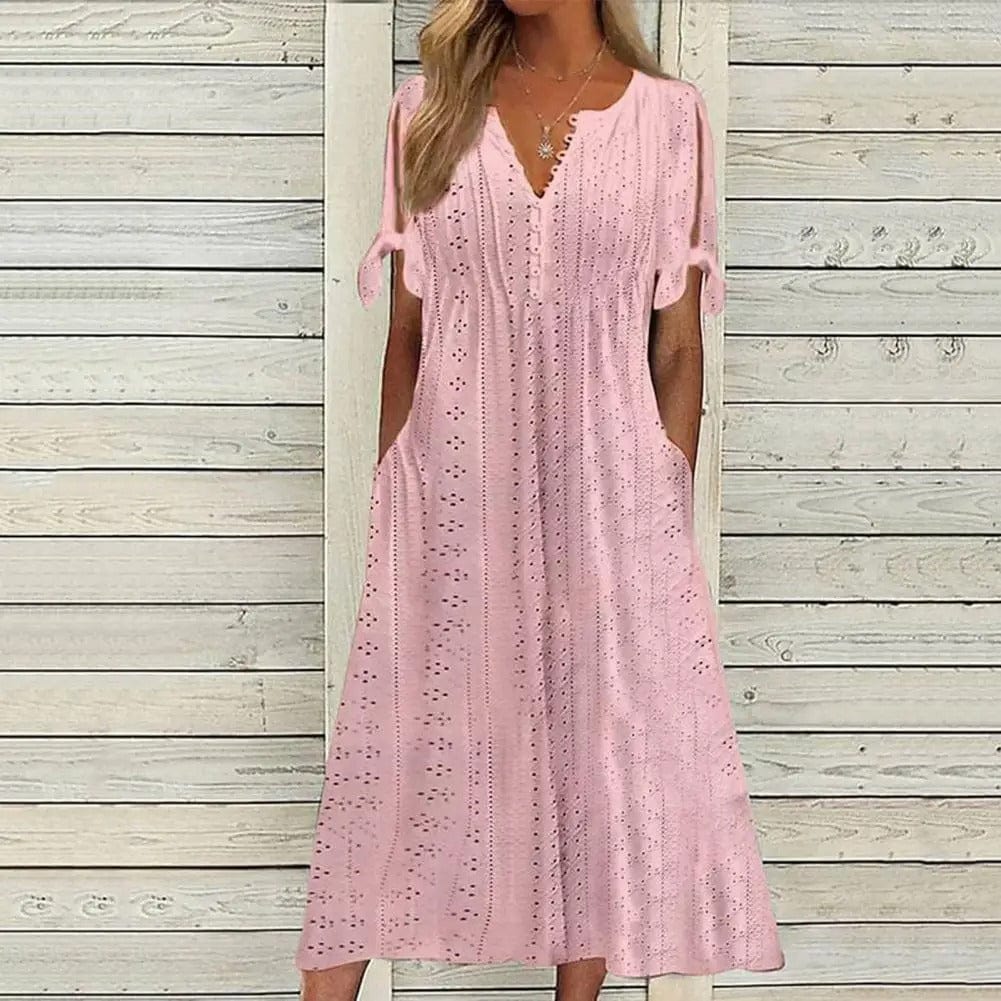 Summer Casual Midi Dress with Short Sleeves | Perfect for Casual Days