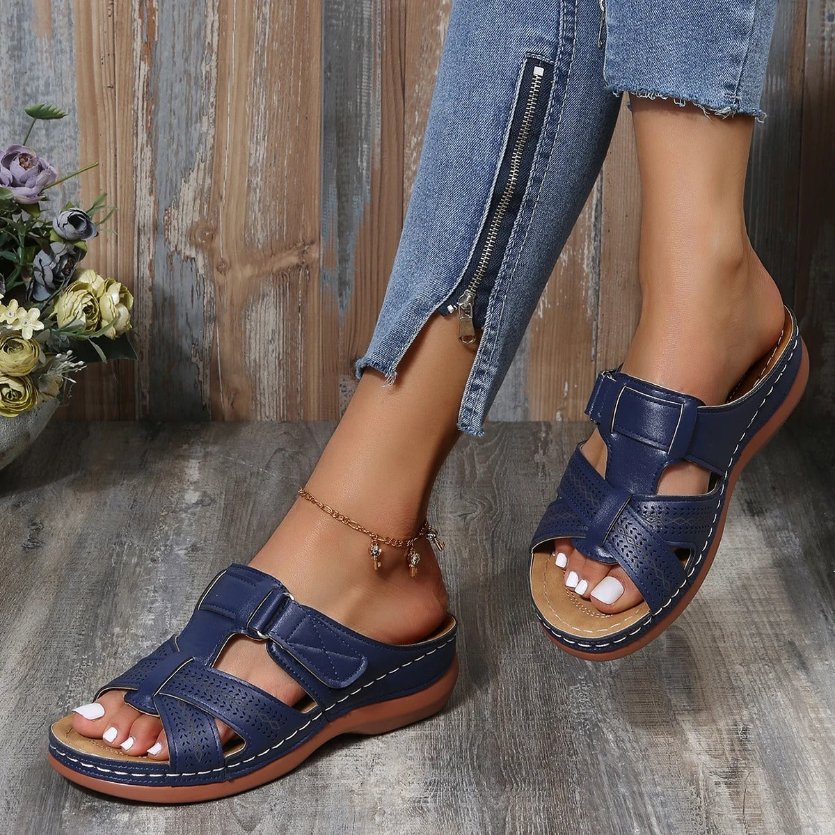 Ivyshape | Non-Slip Orthopedic Leather Sandals