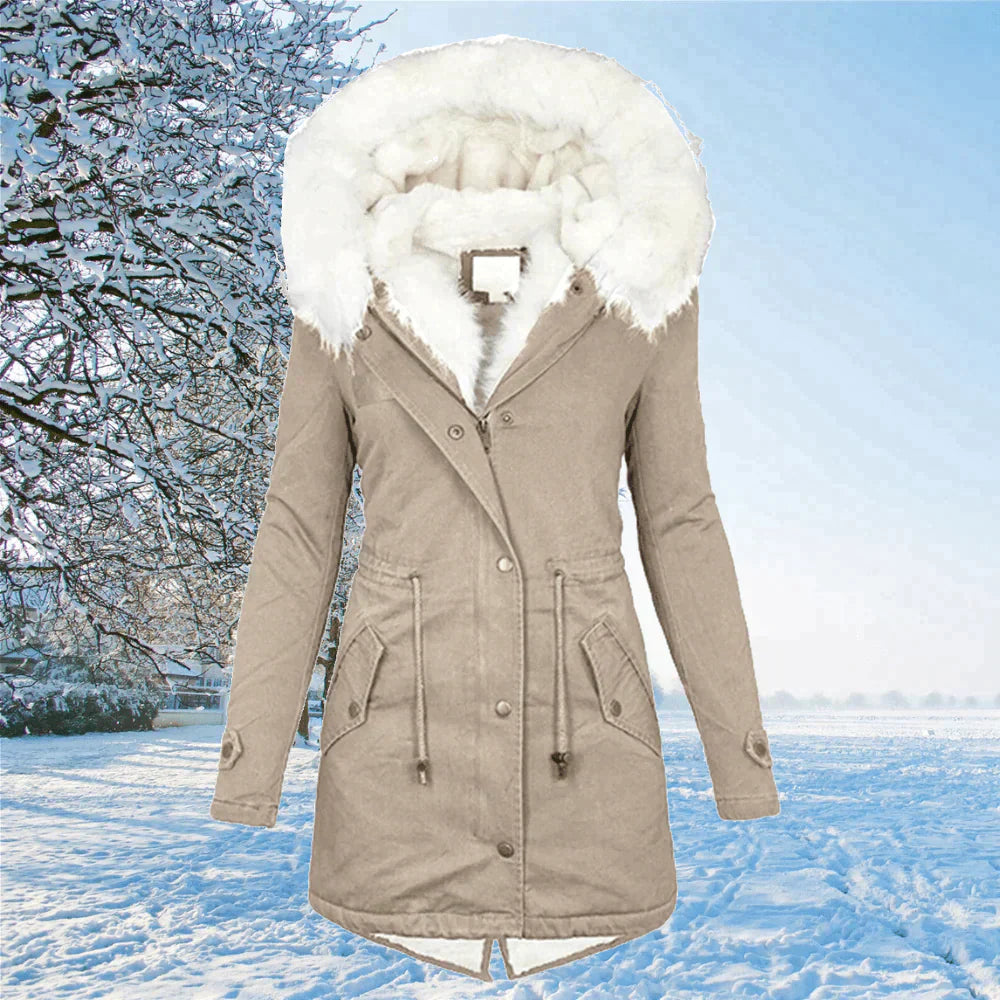 Ivyshape | Parka Coat with Hood and Fur Lining