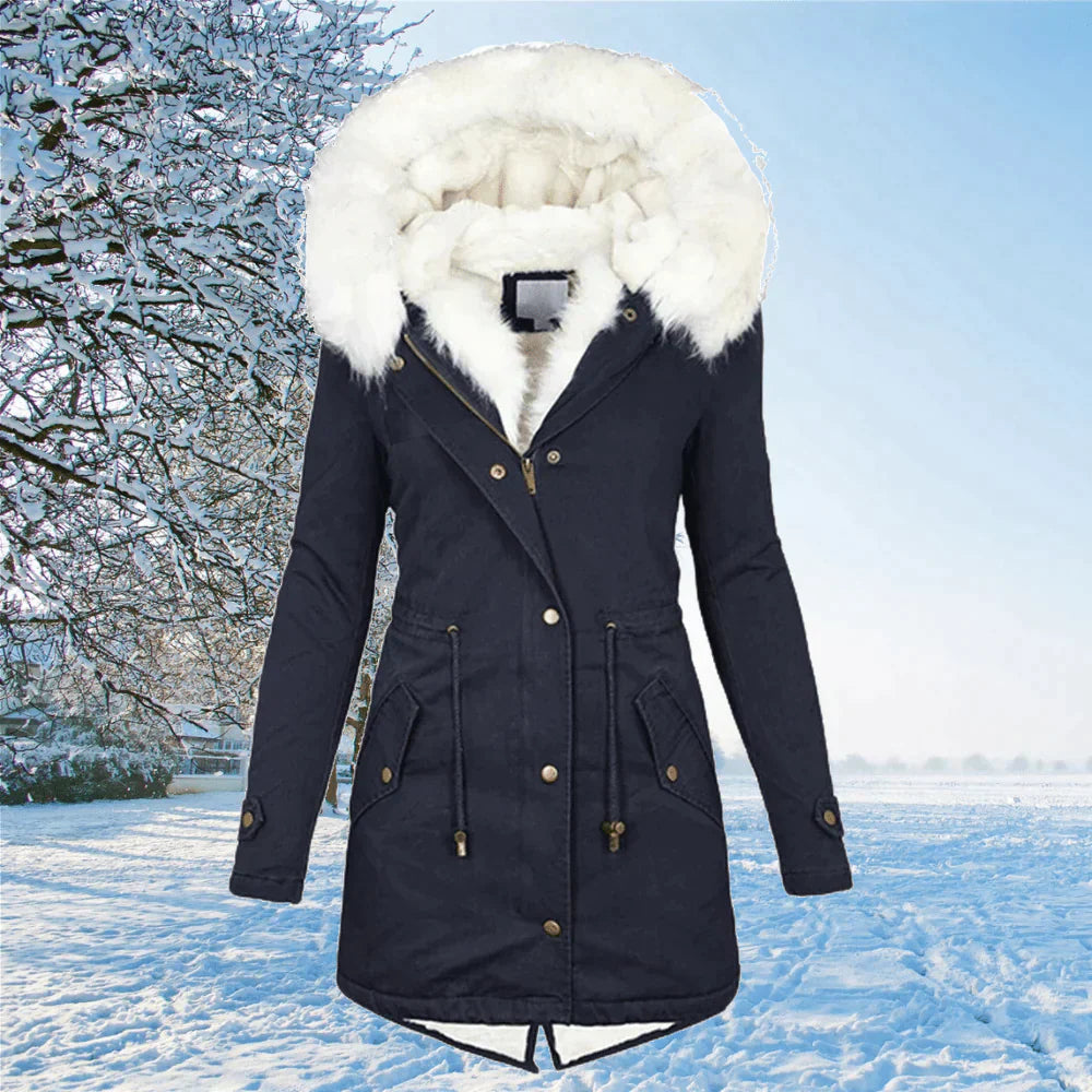 Ivyshape | Parka Coat with Hood and Fur Lining