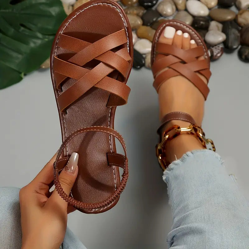 Ivyshape | Braided Flat Sandals