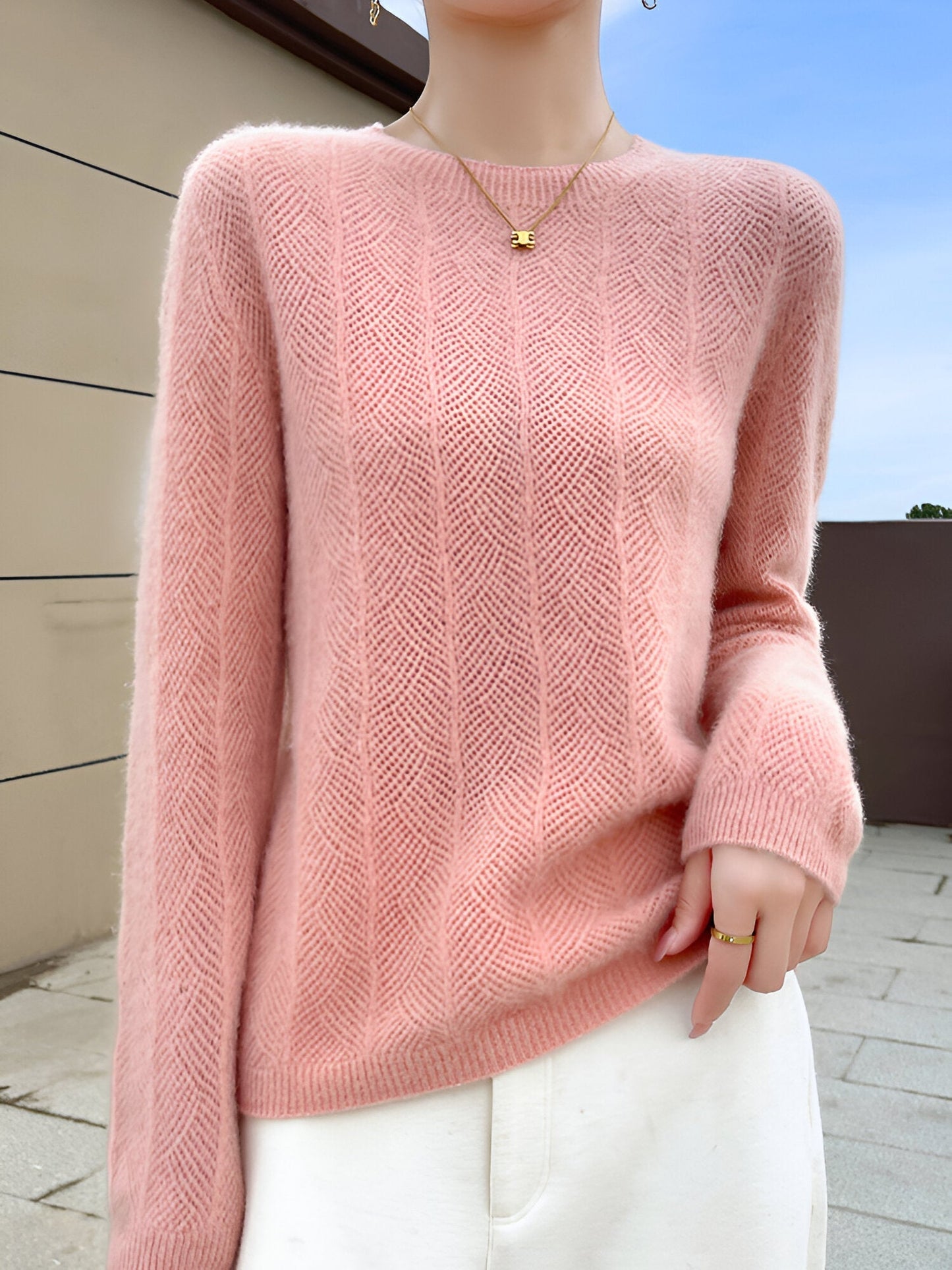 Ivyshape | Merino Wool Sweater With Elegant Cutouts