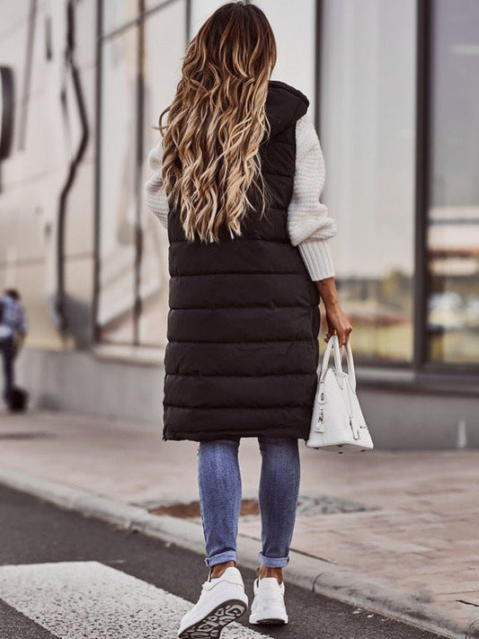 Ivyshape | Longer Sleeveless Puffer Coat