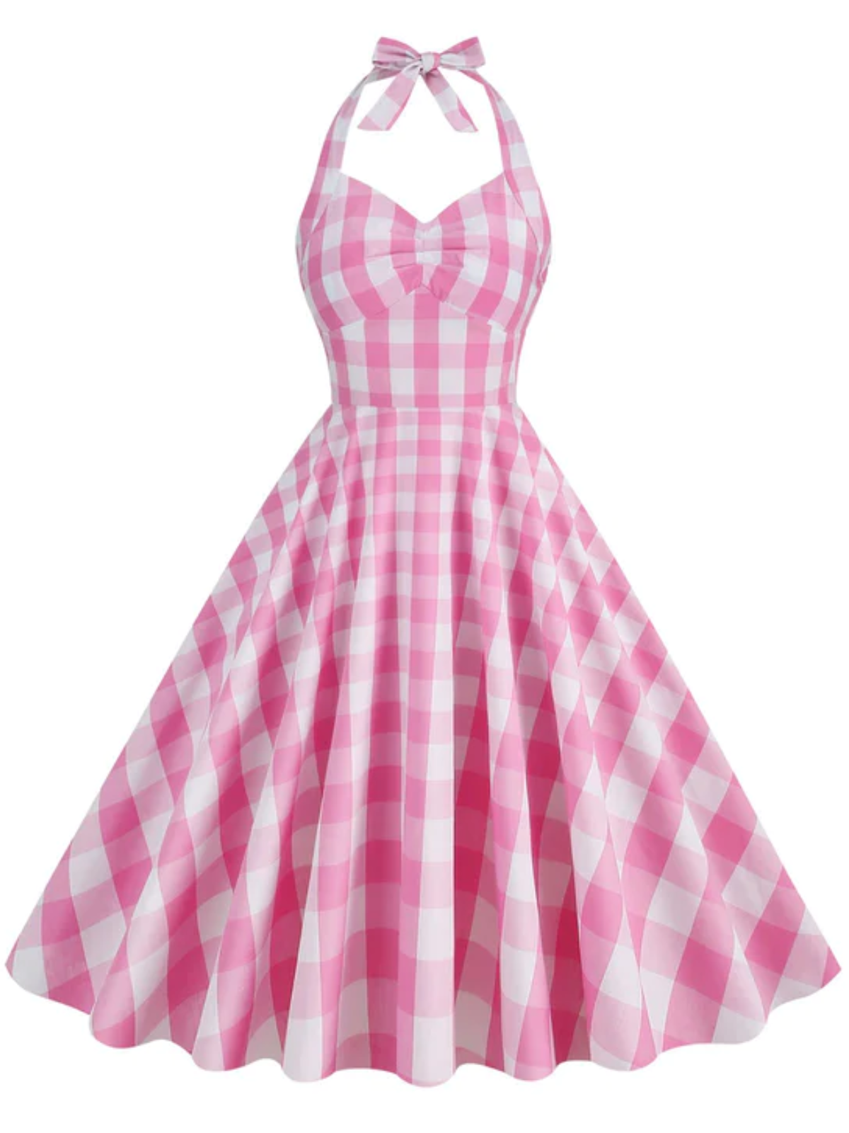 Plaid Halter Swing Dress