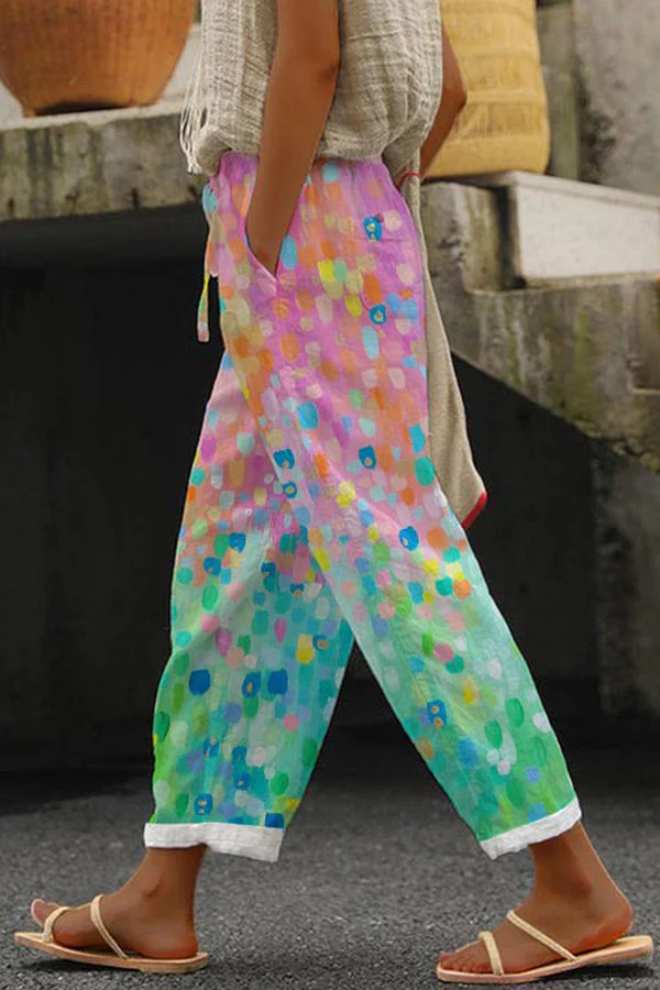 Ivyshape | Casual Unique Printed Button Pocket Pants