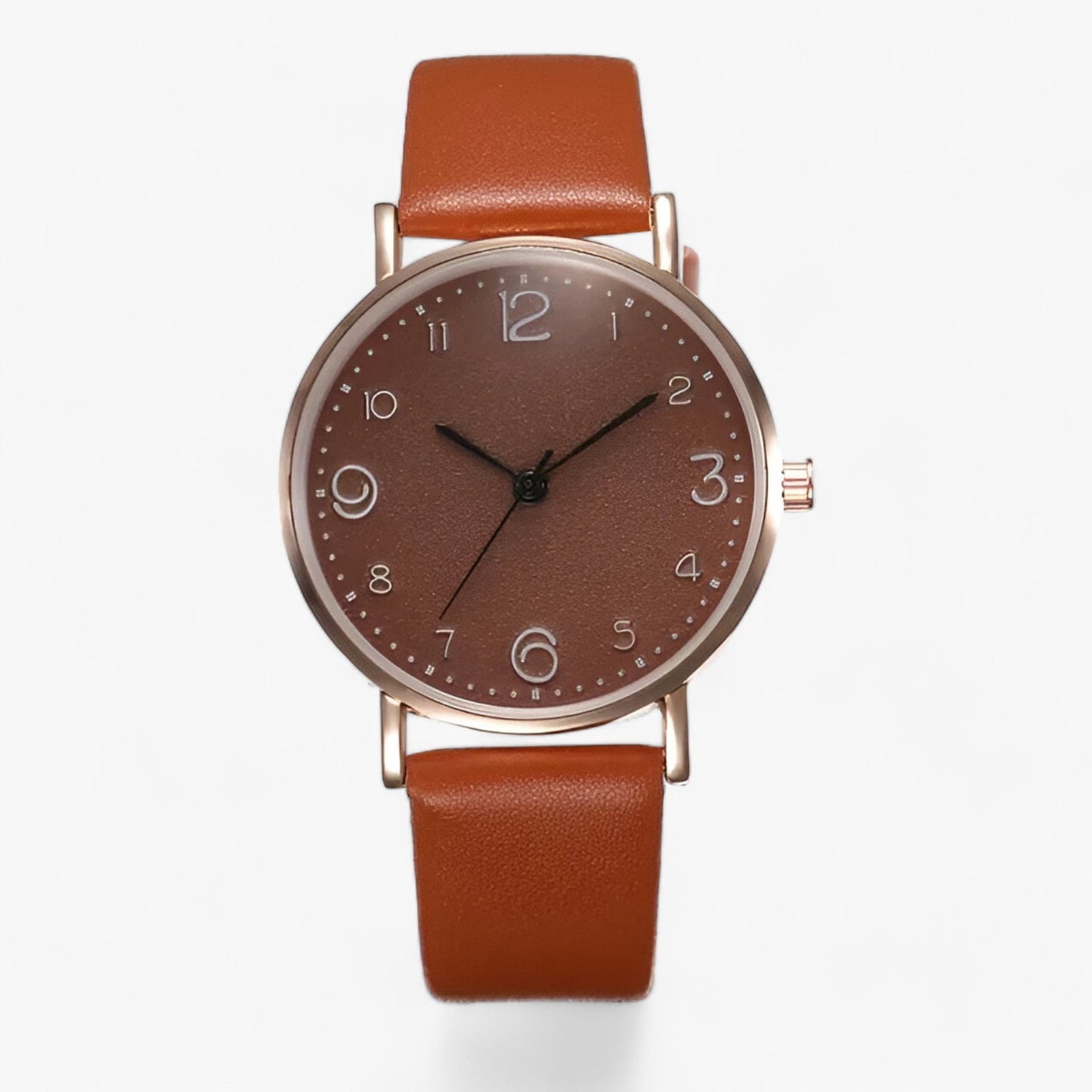 Ivyshape | Round Watch With Leather Strap