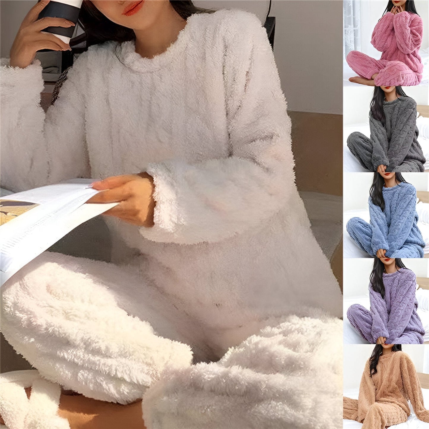 Ivyshape | Warm & Fluffy Fleece Pajamas