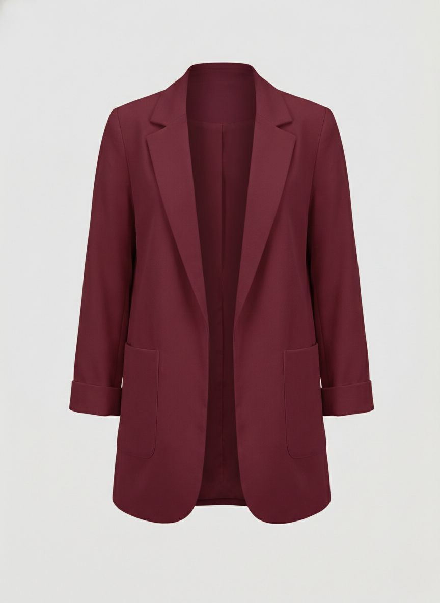 slim-fit blazer with tailored structured design and classic button front