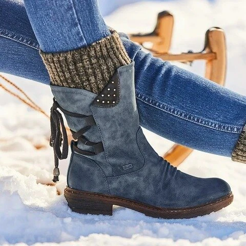 Ivyshape | Warm Winter Boots with Lace-Up for Women