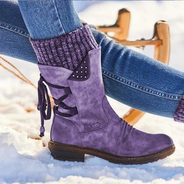 Ivyshape | Warm Winter Boots with Lace-Up for Women