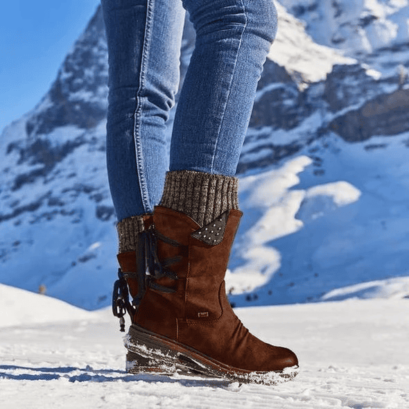 Ivyshape | Warm Winter Boots with Lace-Up for Women