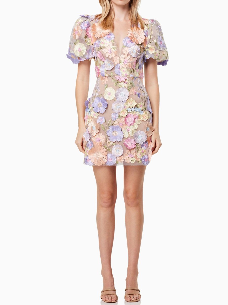 Ivyshape | Pastel Colored Flower Dress