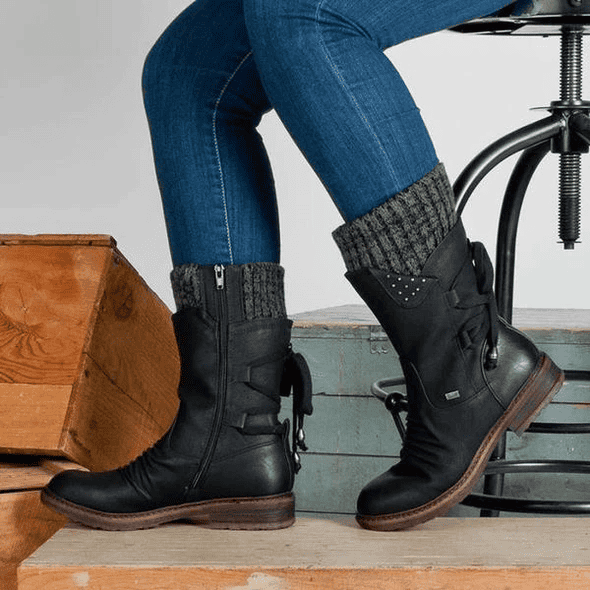 Ivyshape | Warm Winter Boots with Lace-Up for Women