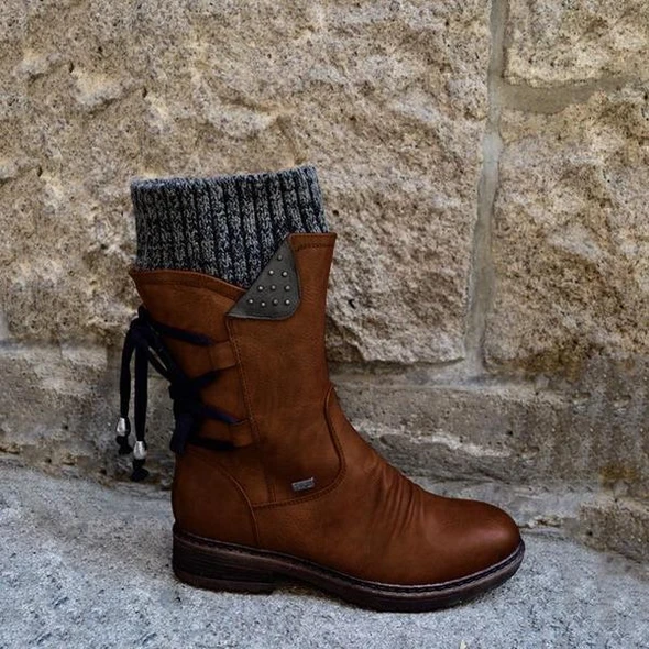 Ivyshape | Warm Winter Boots with Lace-Up for Women