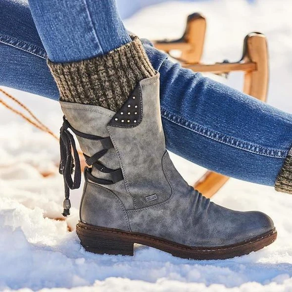 Ivyshape | Warm Winter Boots with Lace-Up for Women