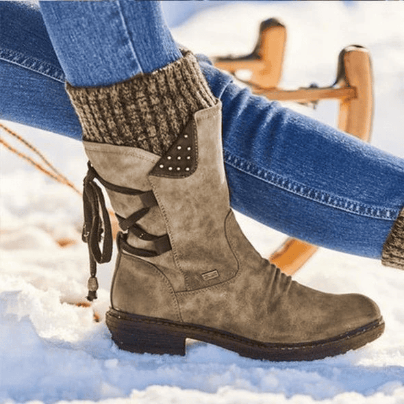 Ivyshape | Warm Winter Boots with Lace-Up for Women