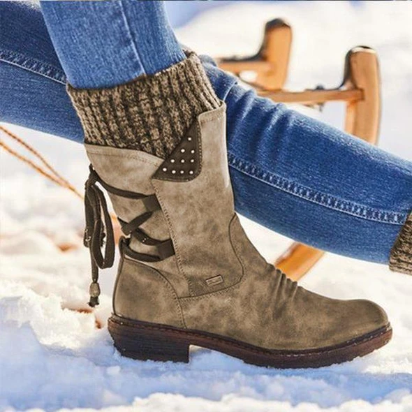 Ivyshape | Warm Winter Boots with Lace-Up for Women