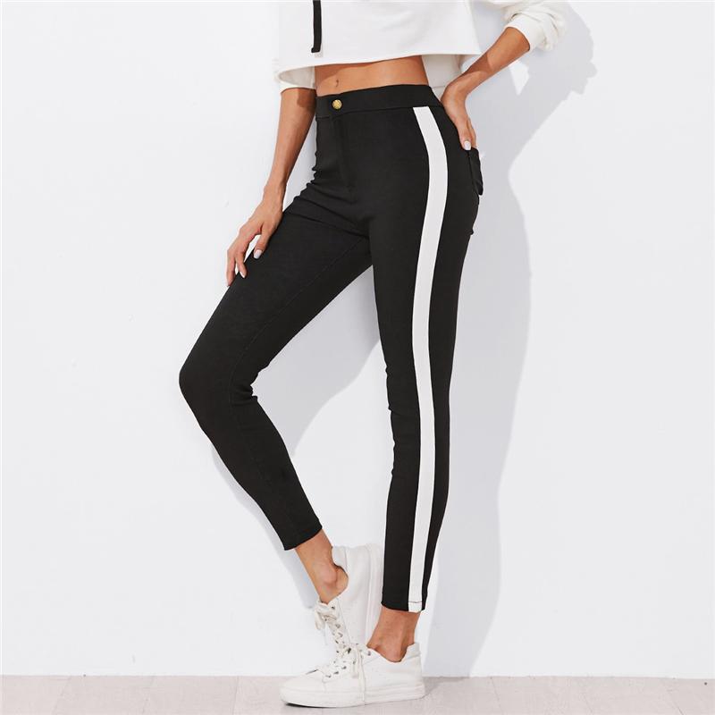 Ivyshape | Panel Stripe Skinny Leg Pants