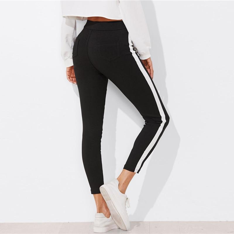 Ivyshape | Panel Stripe Skinny Leg Pants