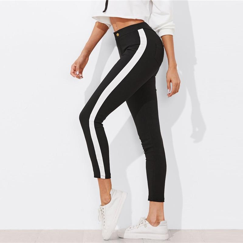 Ivyshape | Panel Stripe Skinny Leg Pants