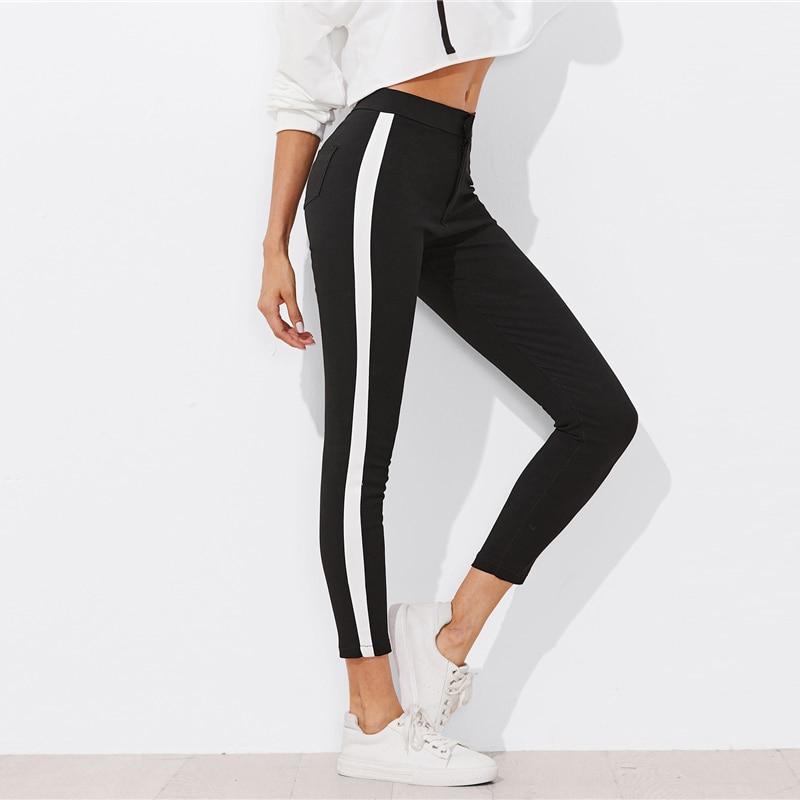 Ivyshape | Panel Stripe Skinny Leg Pants